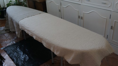 cloth placed over blank
