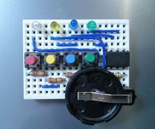 How to make Simon Says using ATtiny13a and mini breadboard.