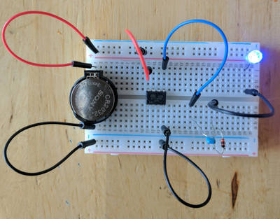 Blinking Blue- Powering a 3.7 volt LED from a 2.4 volt coin cell with a $0.02 charge pump