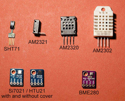 Wide range of Hygrometers: DHT22, AM2302, AM2320, AM2321, SHT71, HTU21D, Si7021, BME280