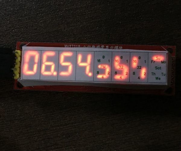 Digital & Binary Clock in 8 Digits X 7 Segments LED Display