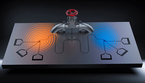 Qubits as valves: controlling quantum heat engines