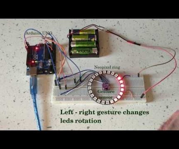 Controlling a Neopixel Led Ring With a Gesture Sensor