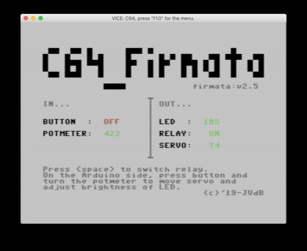 Interface a C64 with an Arduino using Firmata