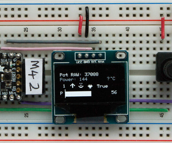 Graphics on a SSD1306 I2C OLED 128x64 Display With CircuitPython Using an Itsybitsy M4 Express