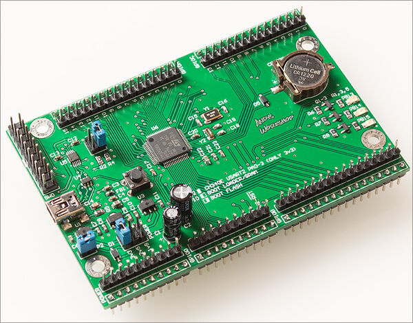 A development board for an STM32G081 MCU