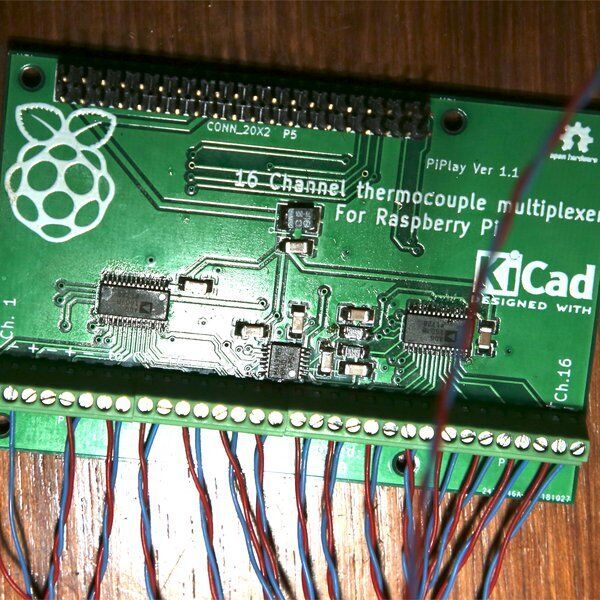 16 Channel Thermocouple Multiplexer for Raspi