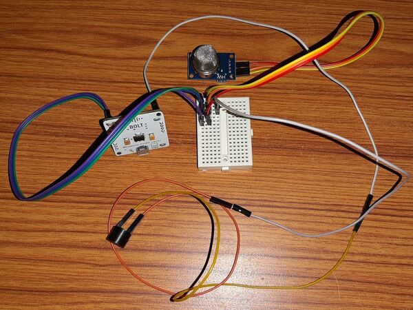LPG gas detecting and alerting system using BOLT IOT
