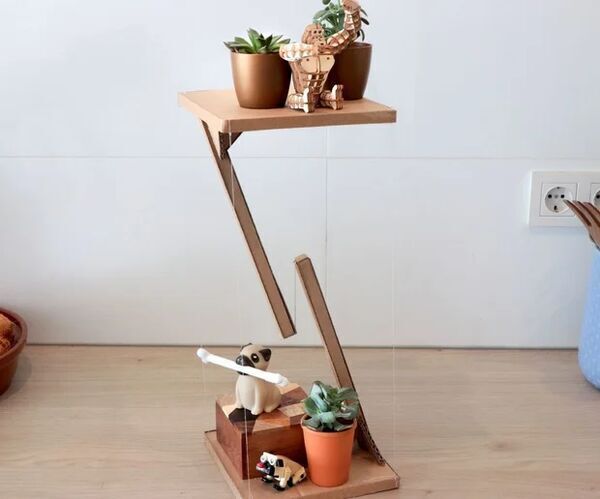 Levitating Side Table Made From Old Cardboard Boxes