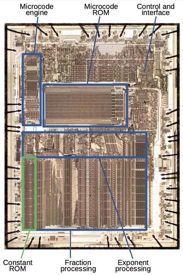 Extracting ROM constants from the 8087 math coprocessor's die