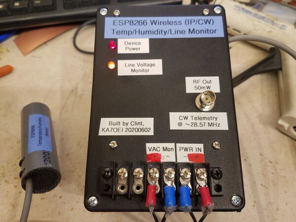 An ESP8266-based Temperature, Humidity and Line Voltage monitor