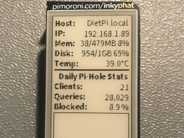 Pi-hole einkt display