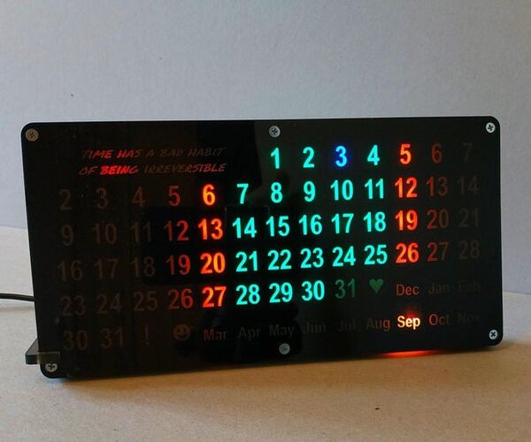 Backlit Automated Perpetual Calendar - a CNC Project