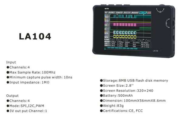 LA104 pocket logic analyser operating system