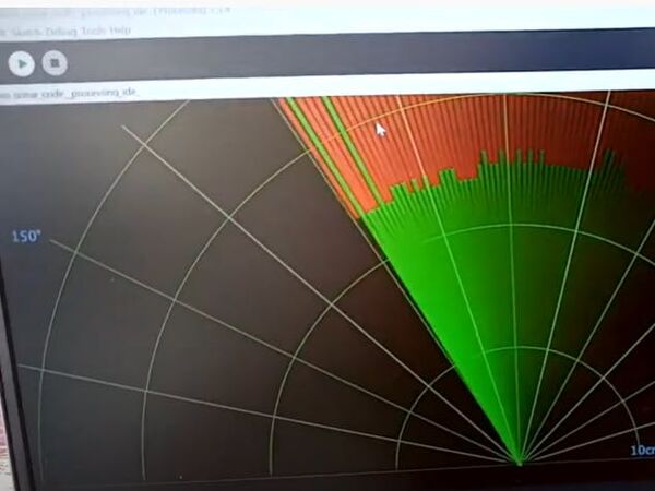Sonar using arduino and display on processing IDE