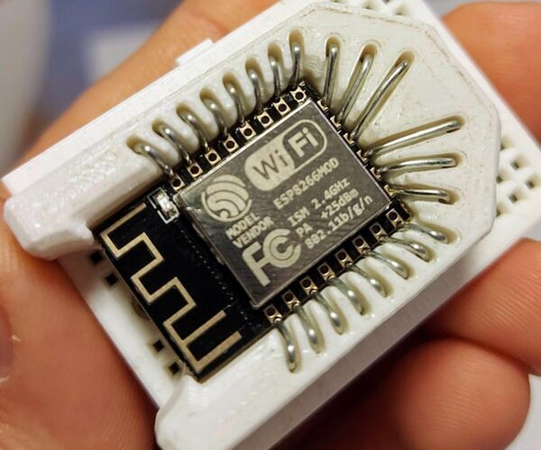 DIY ESP8266 ESP-12 Socket - Snap Fit, Breadboard Friendly, No Soldering