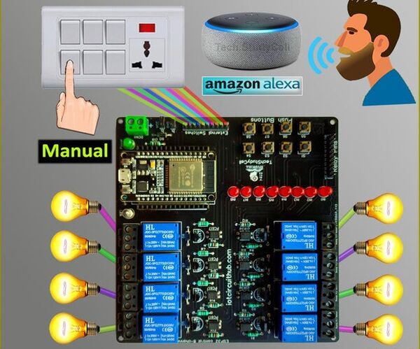 ESP32 Smart Home System With Alexa App & Manual Switches