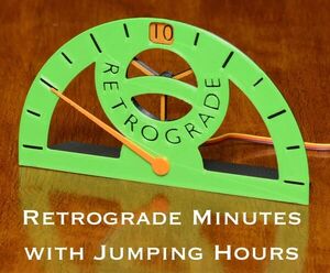 A Clock of Retrograde Minutes and Jumping Hours