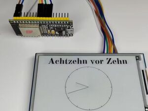 Simple fine-drawn analog and word CLOCK ON E-PAPER