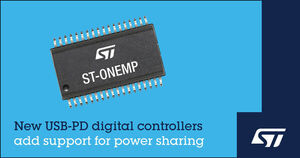 STMicroelectronics simplifies high-efficiency two-port USB-PD adapters with ST-ONEMP digital controller