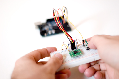 custom game-pad with accelerometer and push-button connected to arduino